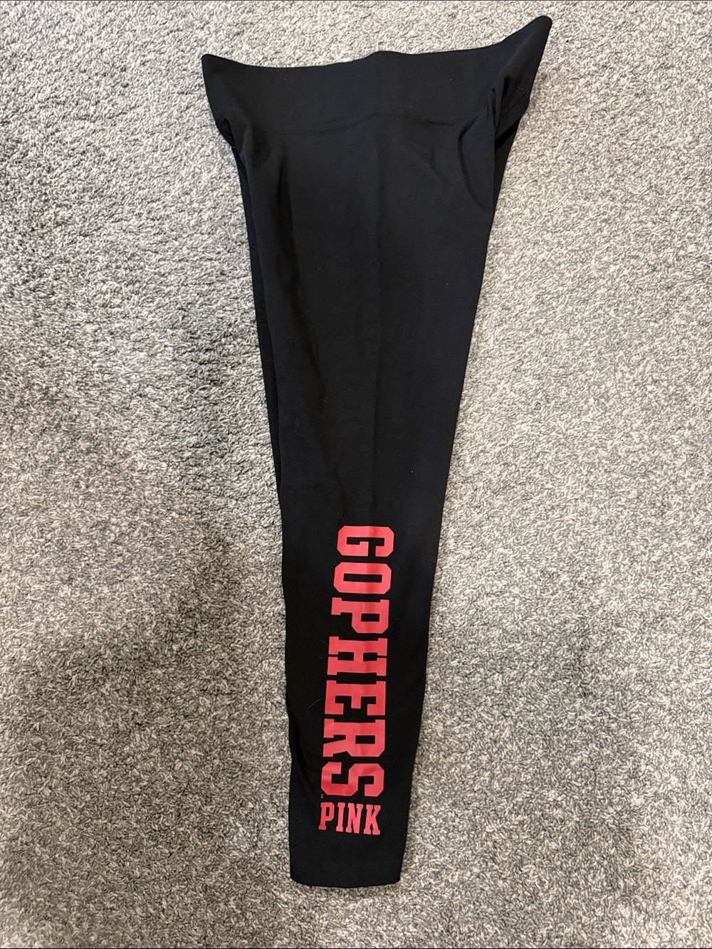 PINK Victoria's Secret Black Leggings with Red GOPHERS Accent